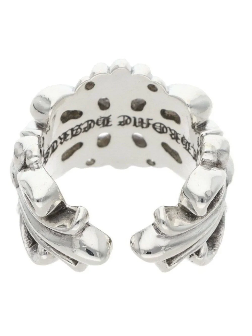 Chrome Hearts Dbl Flrl Double Floral Cross Silver Ring